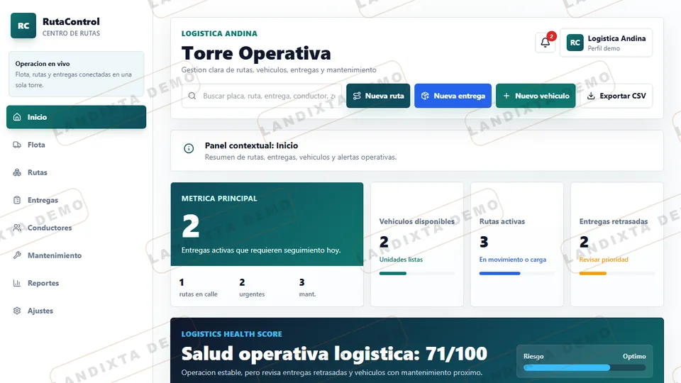 Vista previa de Dashboard Logística Intermedio