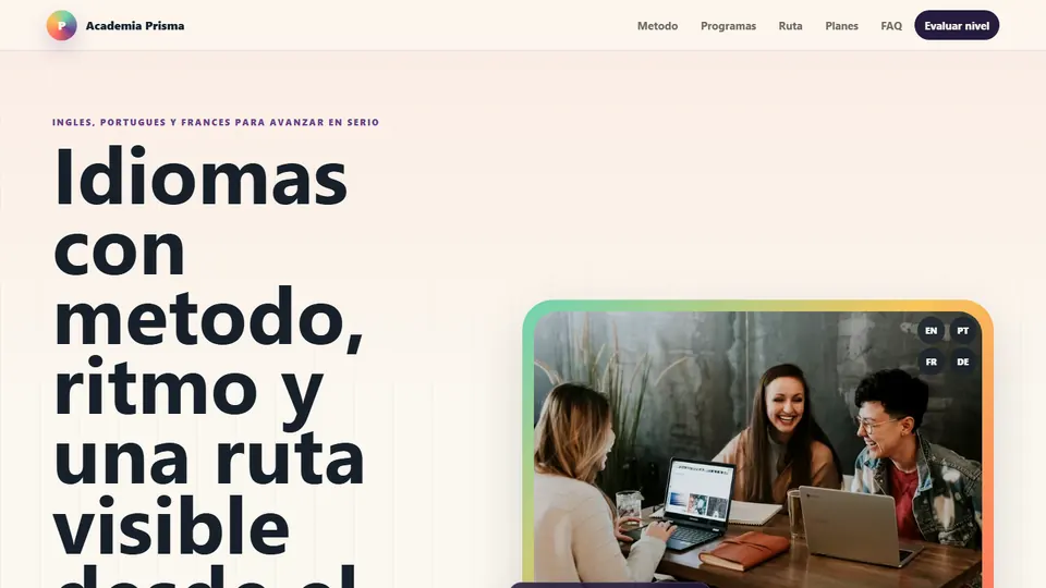 Vista previa de Landing Estática Academia de Idiomas HTML