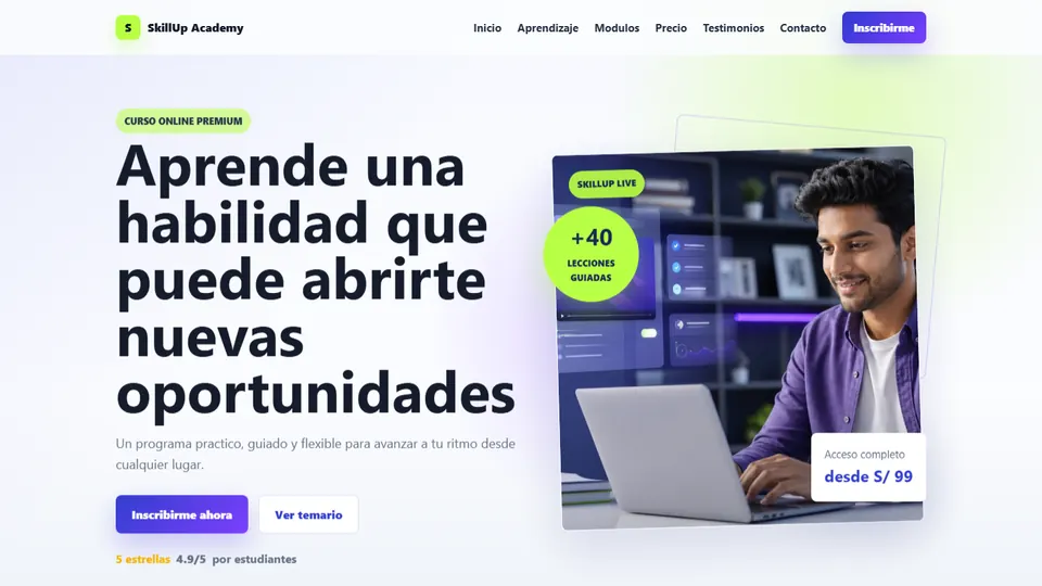 Vista previa de Landing Estática Curso Online HTML