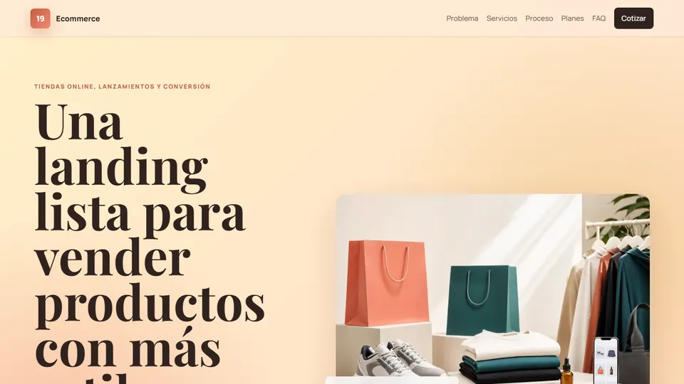 Vista previa de Landing Estática Ecommerce HTML