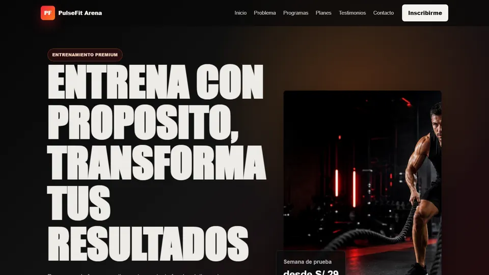 Vista previa de Landing Estática Gimnasio HTML