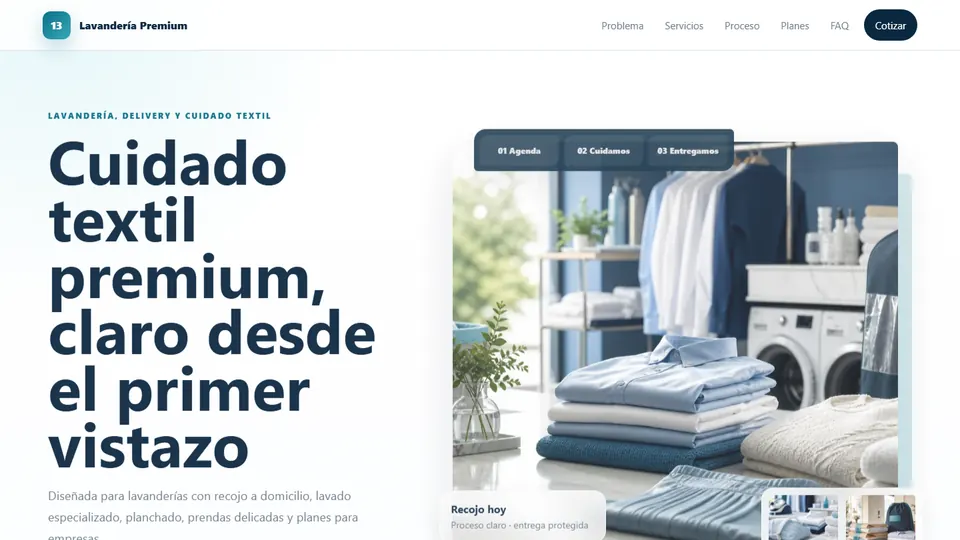 Vista previa de Landing Estática Lavandería Premium HTML