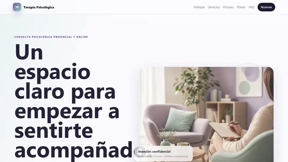 Vista previa de Landing Estática Terapia Psicológica HTML