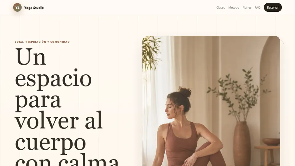 Vista previa de Landing Estática Yoga Studio HTML