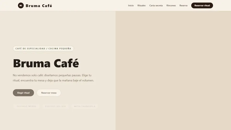 Vista previa de React Cafetería Básico