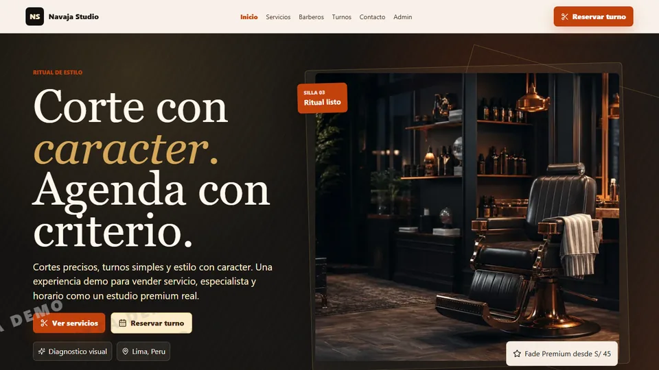 Vista previa de React Barbería Intermedio