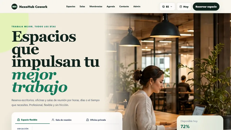 Vista previa de React Coworking Intermedio