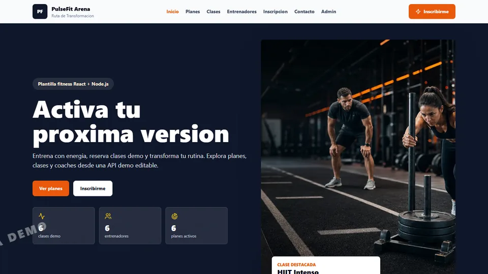 Vista previa de React Gimnasio Intermedio