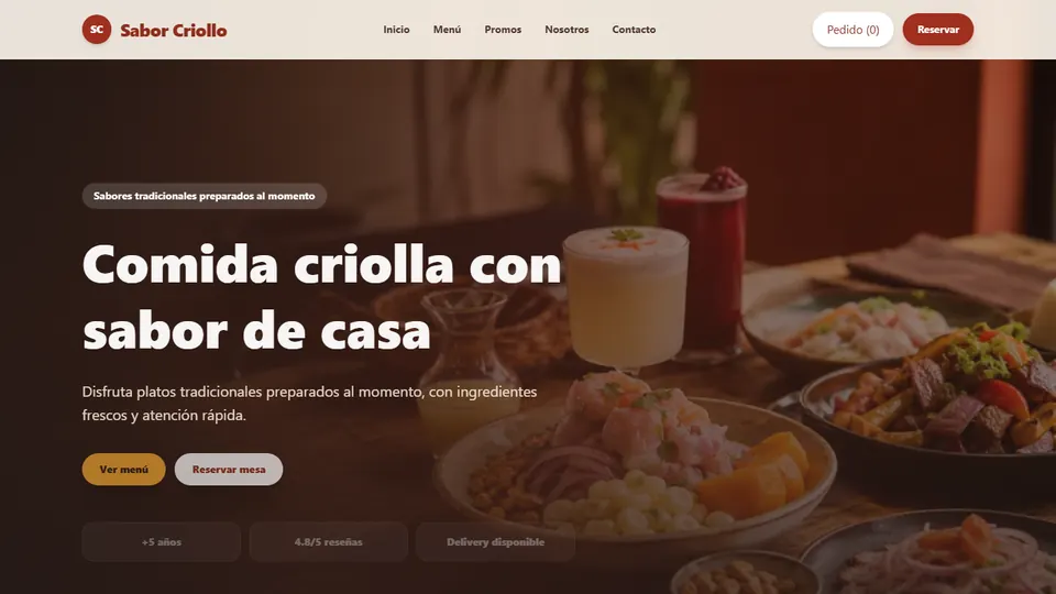 Vista previa de React Restaurante Básico